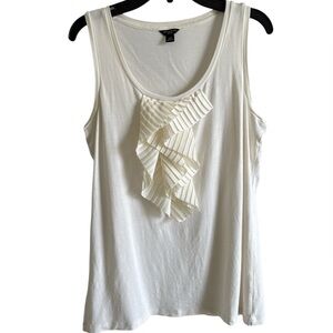 Ann Taylor petite medium Cream Ruffled Tank Top base layer